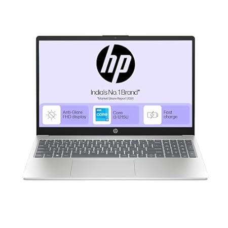 HP 15, 12th Gen Intel Core i3-1215U, 8GB RAM,512GB SSD (Win11, Office21, Silver,1.59kg)Anti-glare, 15.6-inch(39.6cm) FHD laptop, Intel UHD Graphics, Backlit KB, FHD Camera w/Privacy shutter, fd0063TU